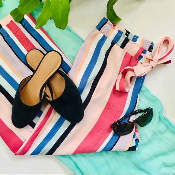 LOFT Pants - LOFT//striped wide leg culottes XS